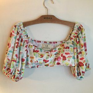 Fashion Brand Company Velvet Magic Mushroom Blouse Crop Top